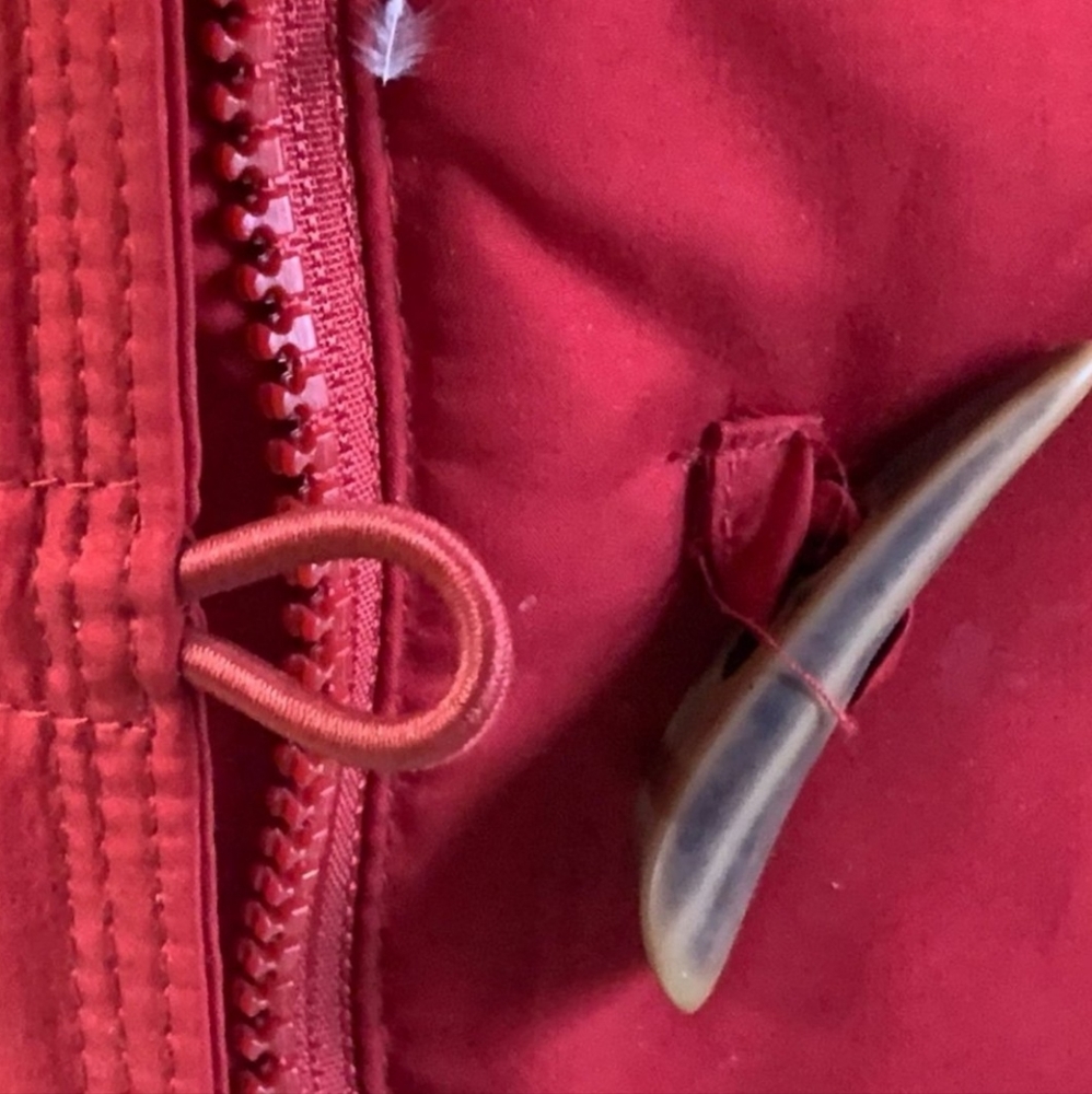 Red Ruff Hewn Hooded Parka With Fur Trim - Picture 7 of 15